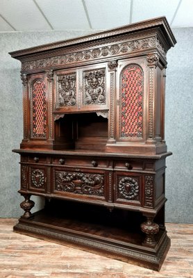 Renaissance Chateau Buffet in Walnut with Brown Patina, 1850-MWB-1273836