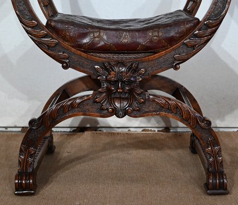 Renaissance Dagobert Curule Armchairs, Late 19th Century, Set of 2-RVK-1440569