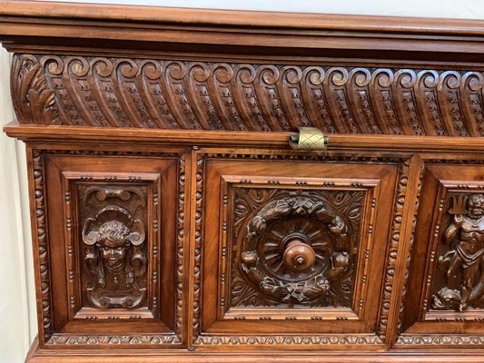 Renaissance Florentine Sculpted Wood Credenza, 1890s-IJR-1395703