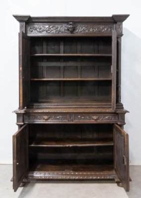 Renaissance Revival Oak 2-Part Buffet Cabinet, France, Mid-19th Century-RIU-1047620