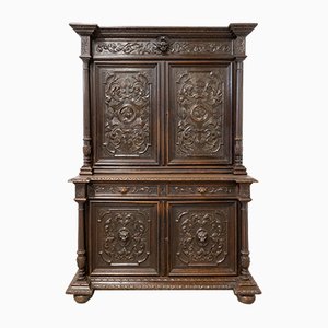 Renaissance Revival Oak 2-Part Buffet Cabinet, France, Mid-19th Century-RIU-1047620