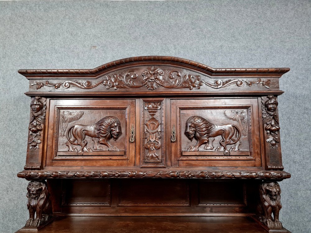 Renaissance Solid Walnut Buffet, 1850s