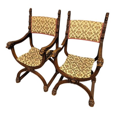 Renaissance Style Armchairs in Walnut, Set of 2-HLV-1797856