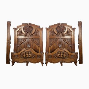 Renaissance Style Bedframes in Solid Walnut, Set of 2-HLV-2024383