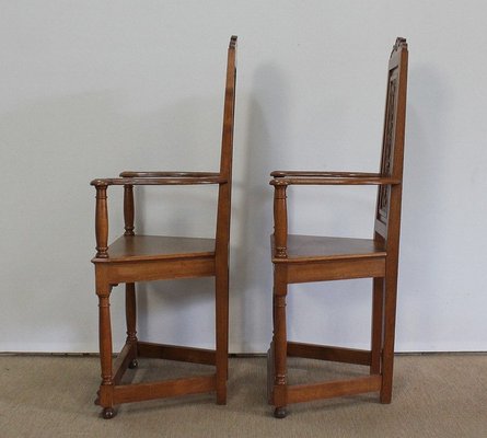 Renaissance Style Caquetoires Armchairs in Blond Oak, Late 19th Century, Set of 2-RVK-1003540