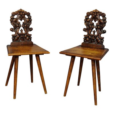 Renaissance Style Carved Children Chairs, 1890s, Set of 2-KJP-1149158