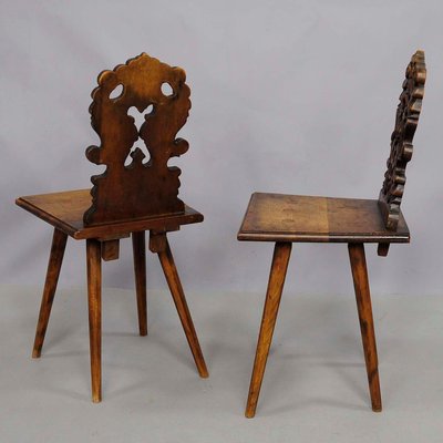 Renaissance Style Carved Children Chairs, 1890s, Set of 2-KJP-1149158