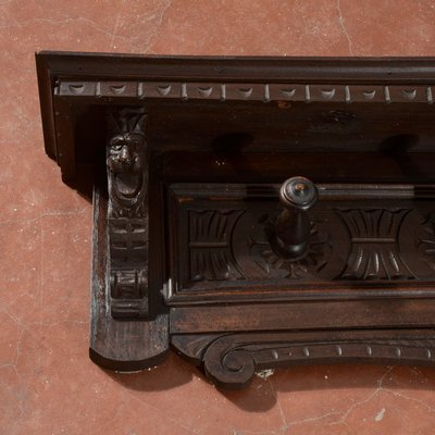 Renaissance Style Carved Wall Coat Hanger, 1920s-RAQ-2016965