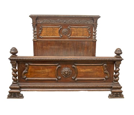 Renaissance Style Headboard with Footboard and Bed Frame, 1890s-IYX-2027809