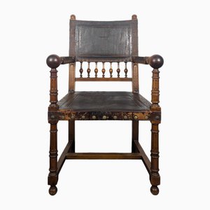 Renaissance Style Leather Armchair-HLV-2033140