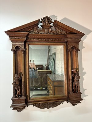 Renaissance Style Mirror in Walnut, 19th Century-AXR-2023576