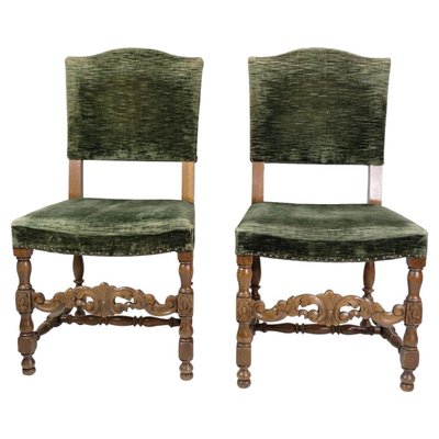 Renaissance Style Oak Dining Chairs, 1930, Set of 2-UY-1284416