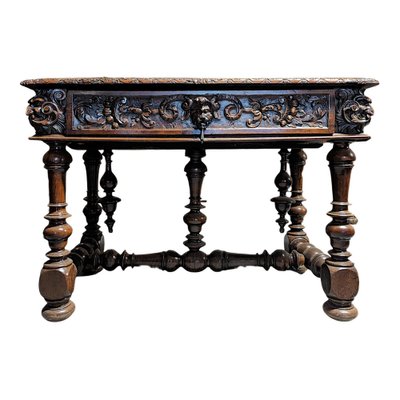 Renaissance Style Table in Walnut-HLV-1819781