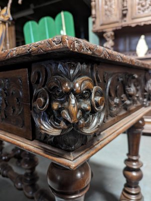 Renaissance Style Table in Walnut-HLV-1819781