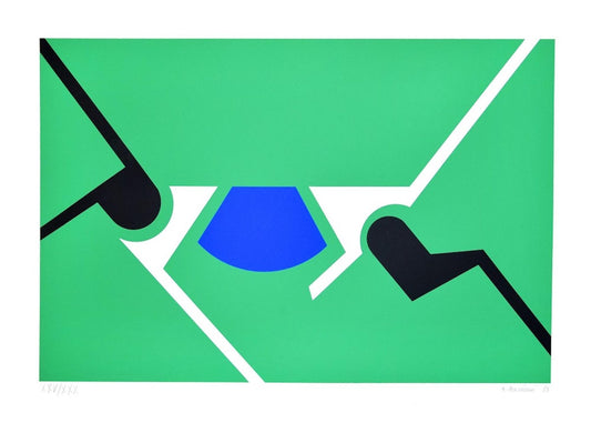 Renato Barisani, Green Shapes, Original Screen Print, 1983