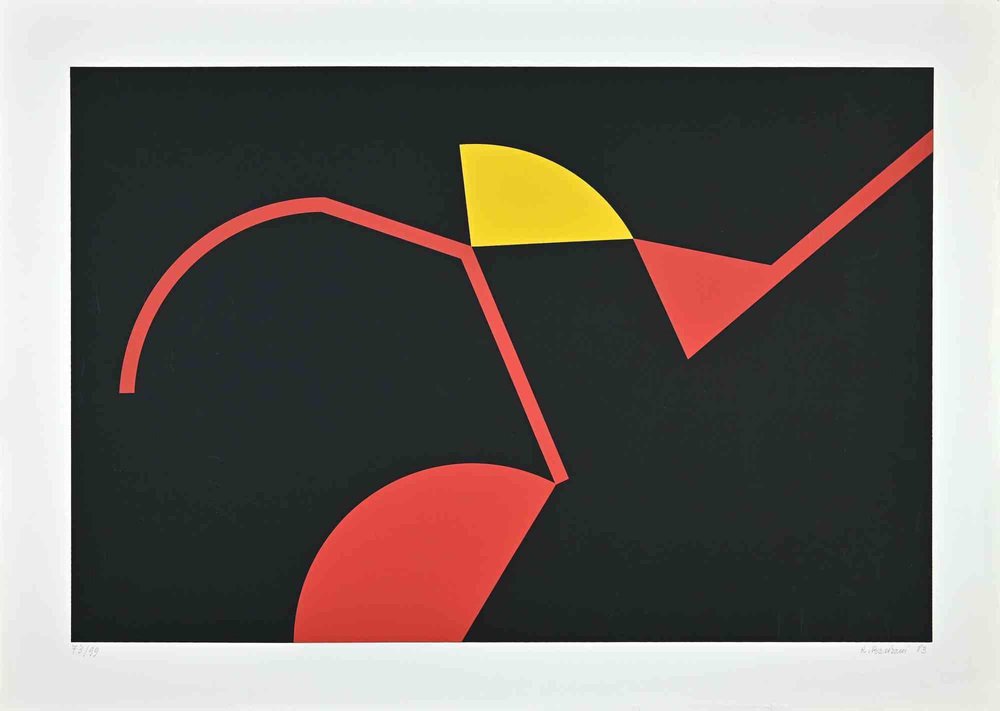 Renato Barisani, The Red and Yellow Structures, Original Screen Print, 1983