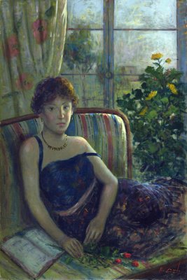 Renato Criscuolo, Girl Near the Window, Oil on Canvas, Framed-VHF-1254600