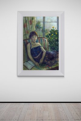 Renato Criscuolo, Girl Near the Window, Oil on Canvas, Framed-VHF-1254600