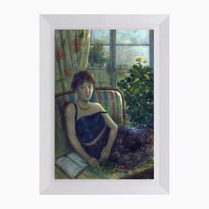 Renato Criscuolo, Girl Near the Window, Oil on Canvas, Framed-VHF-1254600