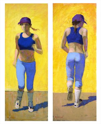 Renato Criscuolo, Jogging/Return Jogging, Italy, Late 2000s, Oil on Canvas, Set of 2-VHF-1286412