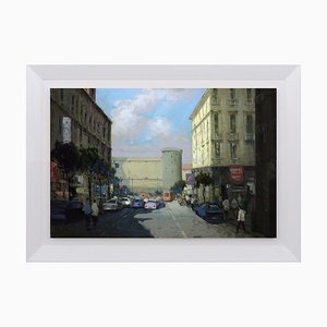 Renato Criscuolo, Towards Piazza Municipio (Naples), Oil on Canvas, Framed, 2000s, Italy-VHF-1269366