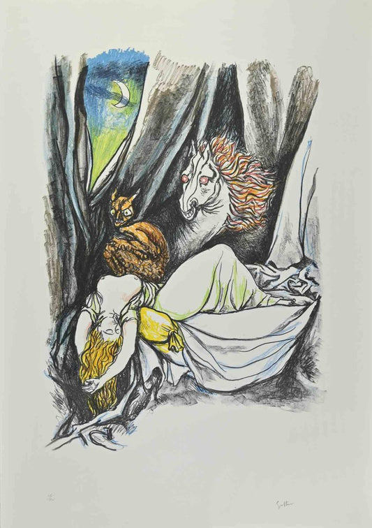 Renato Guttuso, Homage to Heinrich Fuseli, Lithograph, 1980s