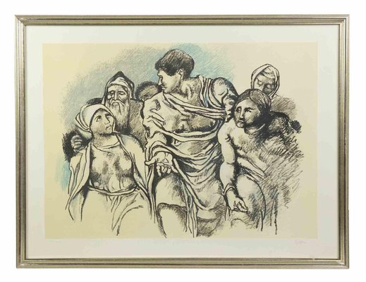 Renato Guttuso, Homage to Michelangelo, 1975, Original Etching-ZCI-987357