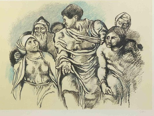 Renato Guttuso, Homage to Michelangelo, 1975, Original Etching-ZCI-987357