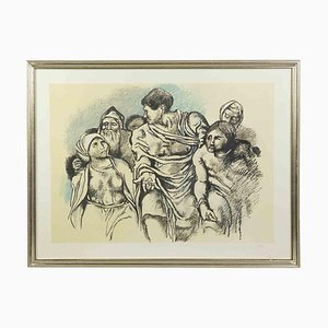 Renato Guttuso, Homage to Michelangelo, 1975, Original Etching-ZCI-987357