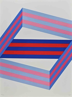 Renato Livi, Striped Composition, Lithograph, 1970s-ZCI-1437030