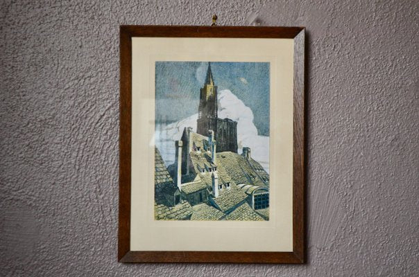 René Allenbach, Strasbourg Cathedral, Engraving, 1920s, Framed-AIU-2021865