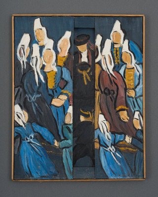 René France, Bretons in Costumes, 1990s, Oil on Canvas Triptych-QKG-1749390