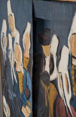 René France, Bretons in Costumes, 1990s, Oil on Canvas Triptych-QKG-1749390