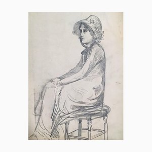 René Francois Xavier Prinet, Portrait of a Young Woman, 1900s, Pencil Drawing-ZCI-2029647