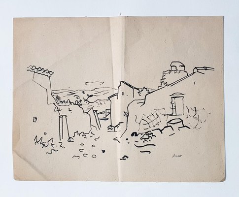 René Gouast, Landscape, China Ink on Paper, 1950s-ZCI-1760506