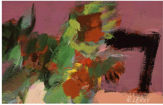 René Leroy, Abstract Scene, France, Pastel on Paper, 1992