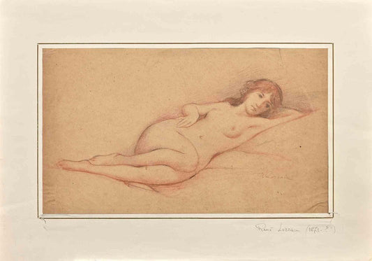 René Lorrain, Nude of Woman, Original Pencil and Pastel, Early 20th-Century