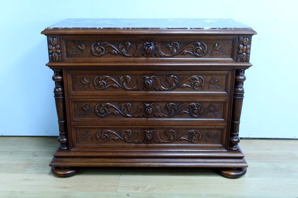 Rennaissance Walnut Chest of Drawers by P. Guinand-Leglas, 1920s-RVK-2023480