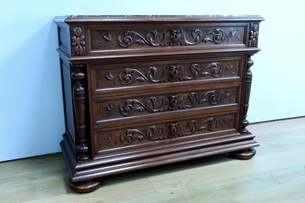 Rennaissance Walnut Chest of Drawers by P. Guinand-Leglas, 1920s-RVK-2023480