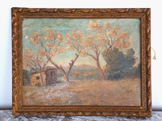 Renouillard, Landscape with Almond Trees, 1923, Oil on Canvas, Framed-BTG-1713127