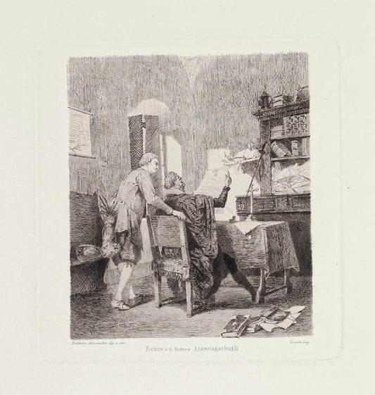 Renzo and Doctor Etching on Paper by Alessandro Balduino, 1880