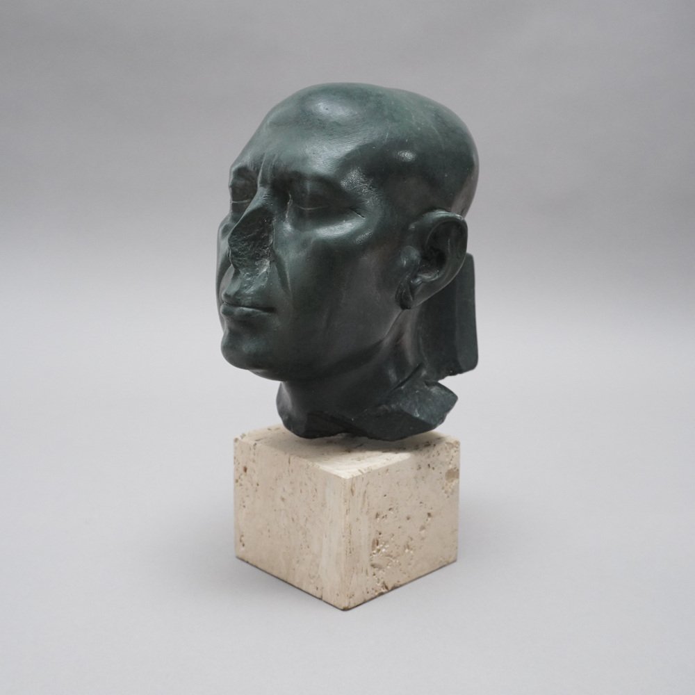 Replica Priest Head Green Head of the Gypsum Formers State Museums in Berlin, 1800s, Plaster