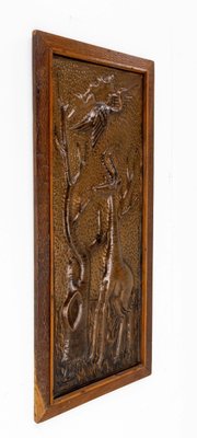 Representation of an African Giraffe Embossed Copper and Iroko Frame-RIU-1354823