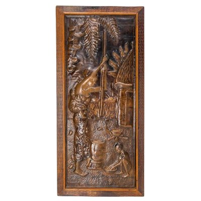 Representation of an African Woman Embossed Copper and Iroko Frame-RIU-1354824