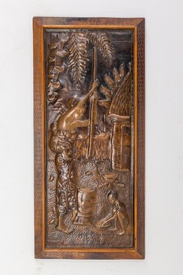 Representation of an African Woman Embossed Copper and Iroko Frame-RIU-1354824