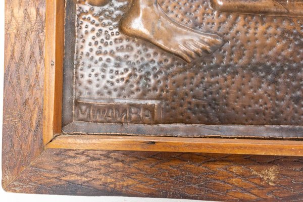 Representation of an African Woman Embossed Copper and Iroko Frame-RIU-1354824