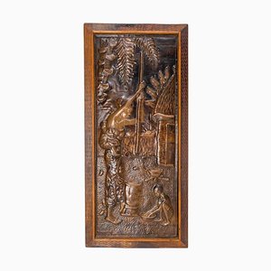 Representation of an African Woman Embossed Copper and Iroko Frame-RIU-1354824