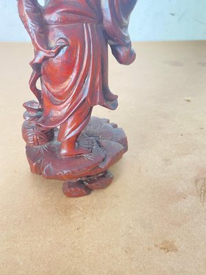 Republic Period Chinese Carved Wood Statue of a Fisherman, 1900s-UR-1342393