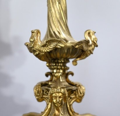 Restauration Gilded Bronze Candelabras, Early 19th Century, Set of 2-RVK-1764708