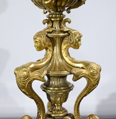 Restauration Gilded Bronze Candelabras, Early 19th Century, Set of 2-RVK-1764708